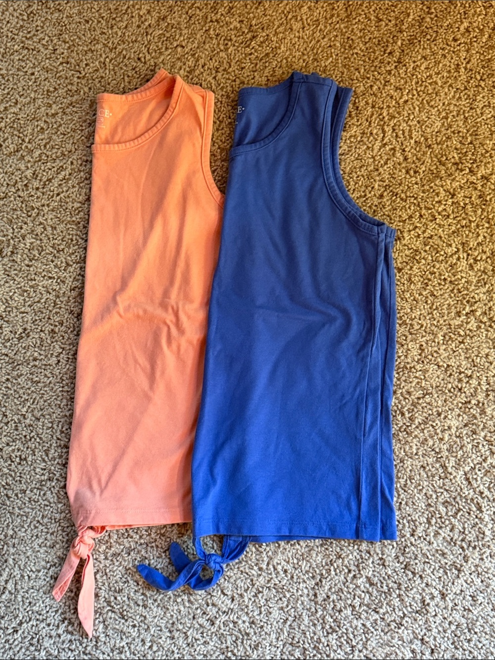 Bundle Place Girls' Tank Tops in Coral and Blue with Tie Hem